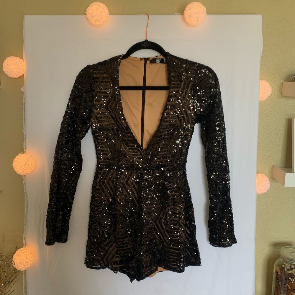 Sequin long sleeve romper